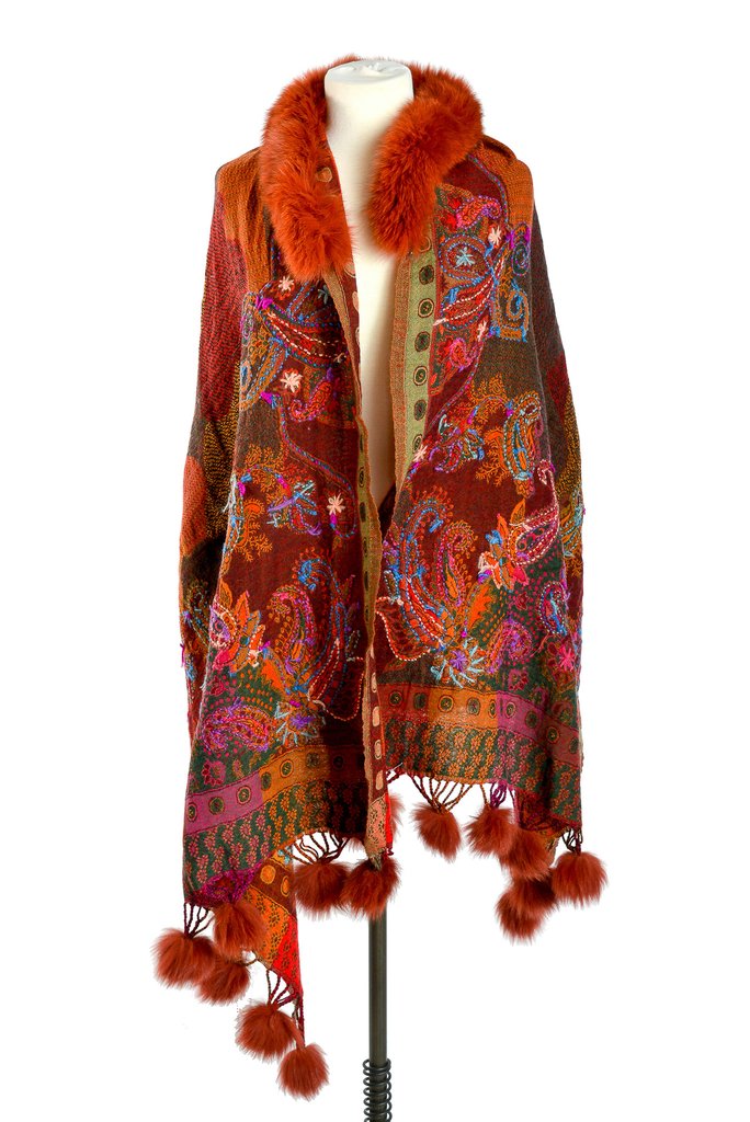 The Jaipure Company - Limited Edition faux fur Woolen Shawl in Cosy Orange Color Main 1024x1024